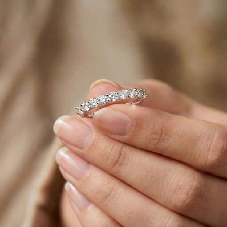 Moissanite Stackable Band Ring In Sterling Silver