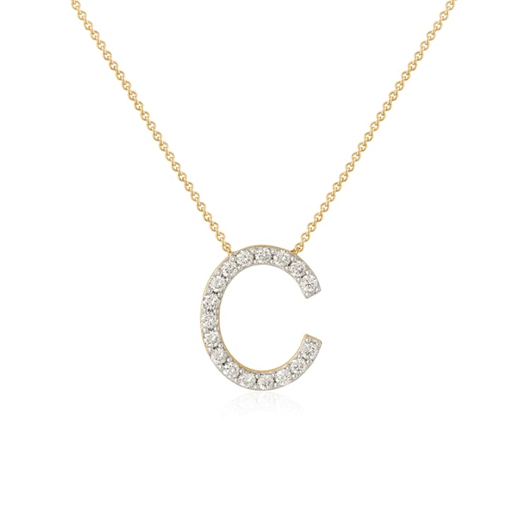 Lab-Grown Diamond Initial C Necklace In 14K Gold Over Sterling Silver 0.50ctw