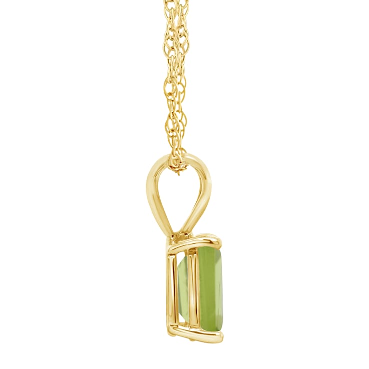 8x6mm Emerald Cut Peridot 14k Yellow Gold Pendant With Chain