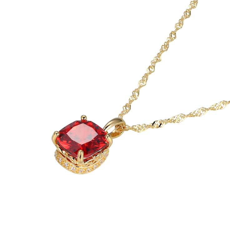 Red And White Cubic Zirconia 18k Yellow Gold Over Silver January
Birthstone Pendant 7.23ctw