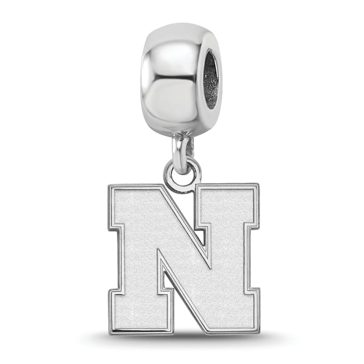 Sterling Silver Rhodium-plated LogoArt University of Nebraska Small
Dangle Bead