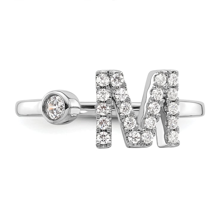 Rhodium Over 14K White Gold Lab Grown Diamond VS/SI GH, Initial M
Adjustable Ring