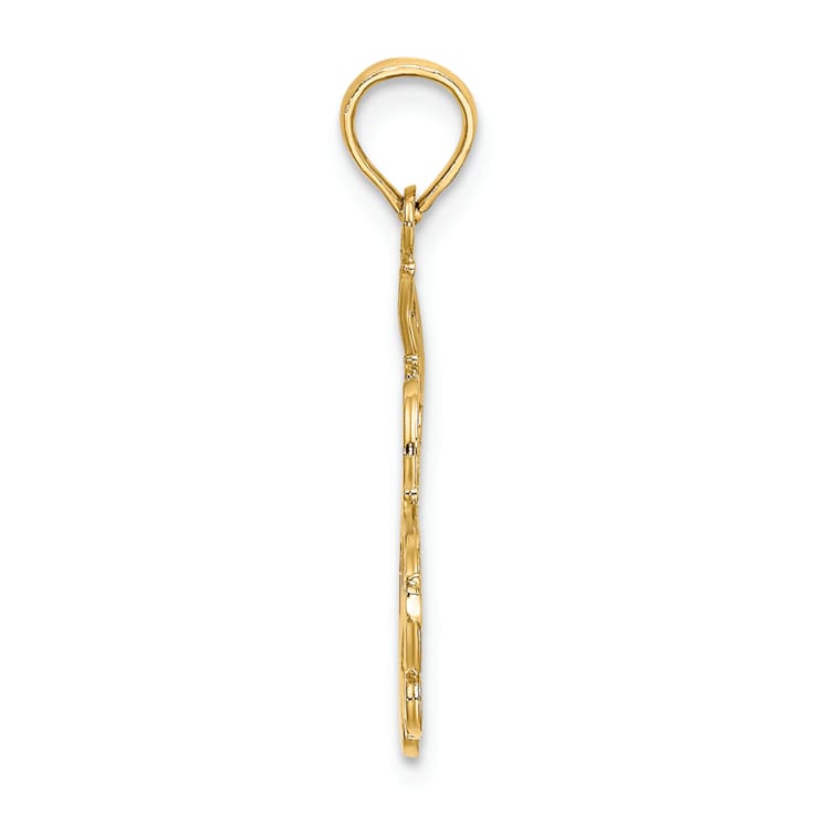 14k Yellow Gold Textured I Love You Mom pendant