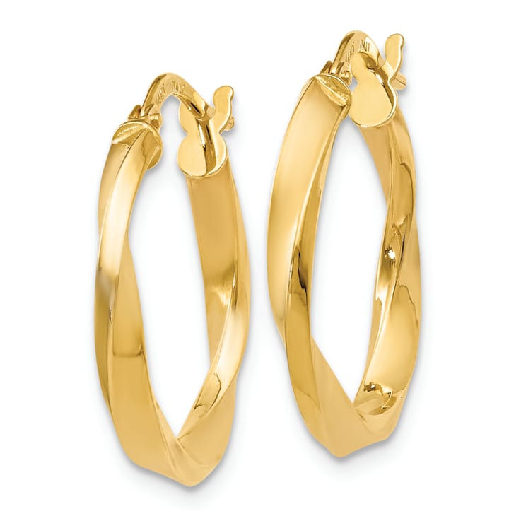 14k Yellow Gold 13/16 inch Polished Twisted Hoop Earrings