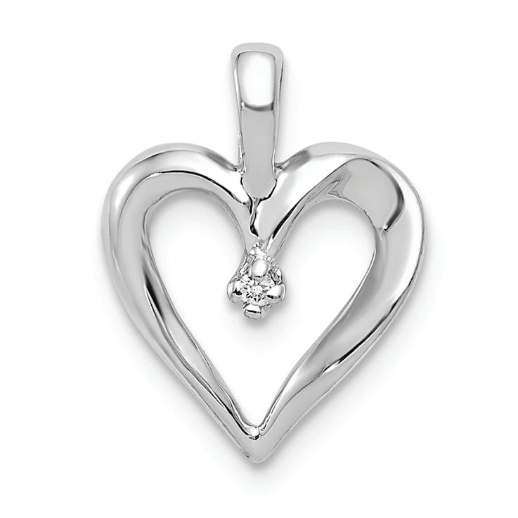 Rhodium Over 14k White Gold Diamond Heart Pendant