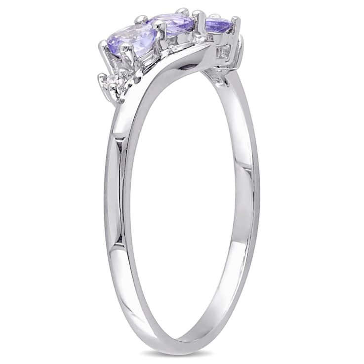 Tanzanite and Diamond 10K White Gold Ring 0.34ctw