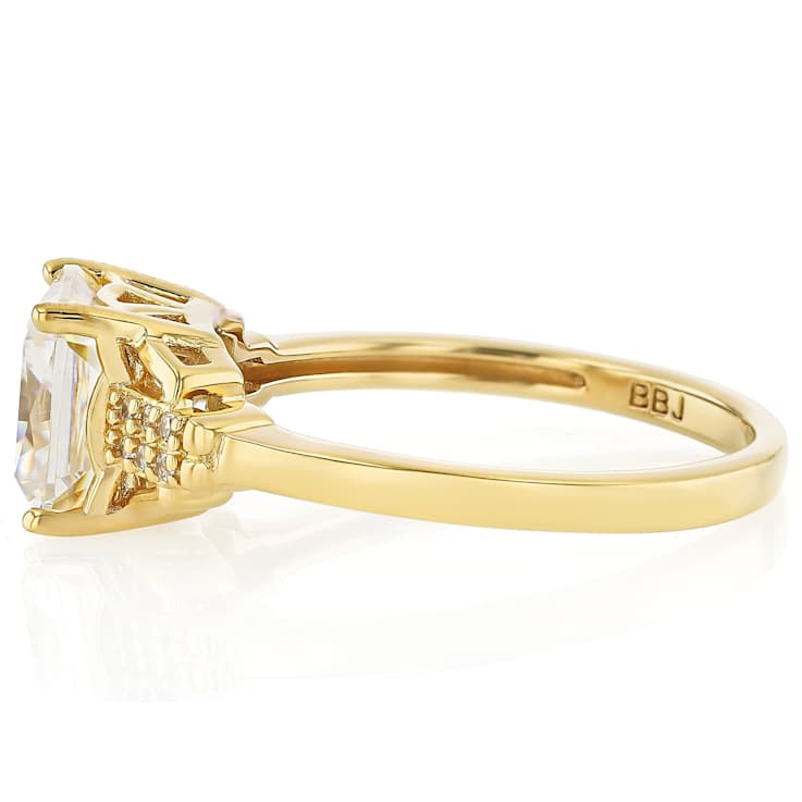 Diamond Simulant Square Octagonal Ring In 18K Gold Over Sterling Silver 3.49ctw