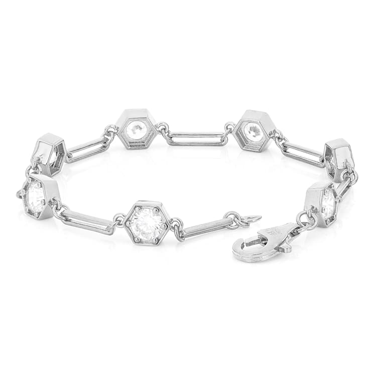 CZ Station Bracelet In Sterling Silver