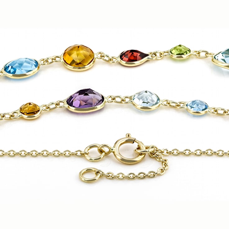 Multi-Gem 14k Yellow Gold 18" Necklace 18.15ctw