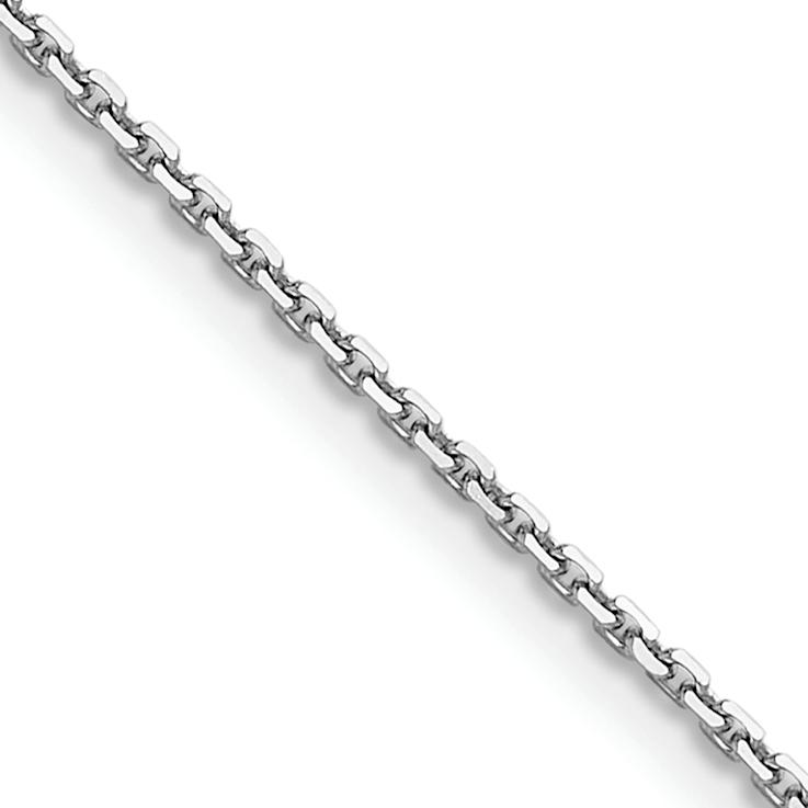 Rhodium Over 14k White Gold 1.2mm Solid Diamond-cut Cable 14 Inch Chain