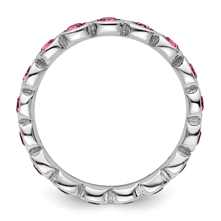 Sterling Silver Stackable Expressions Pink Crystal Ring