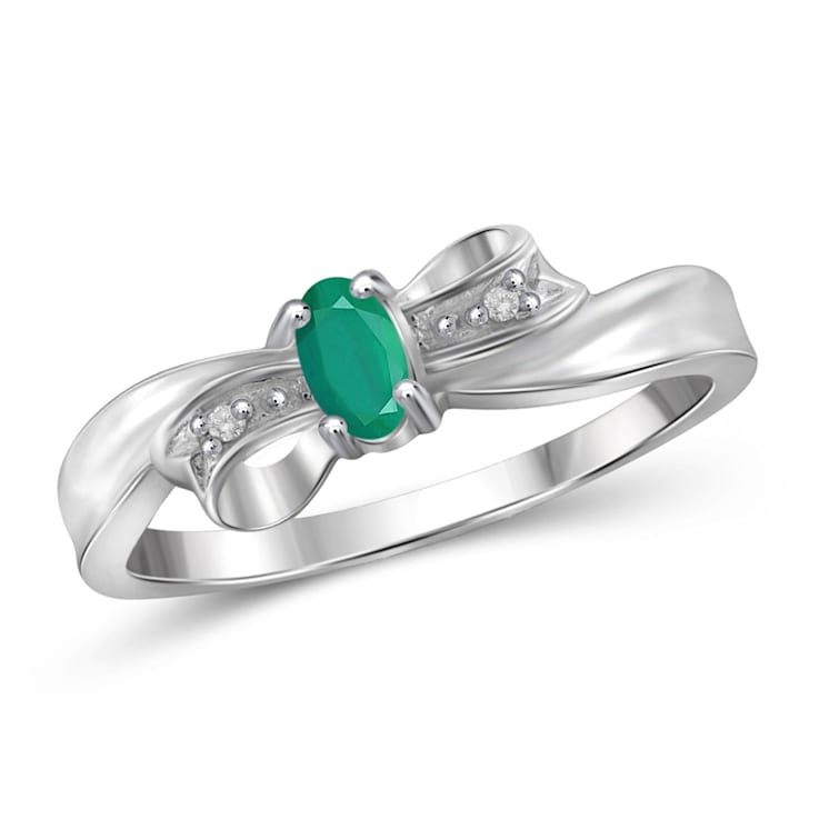 Green Emerald Rhodium Over Sterling Silver Ring 0.30ctw