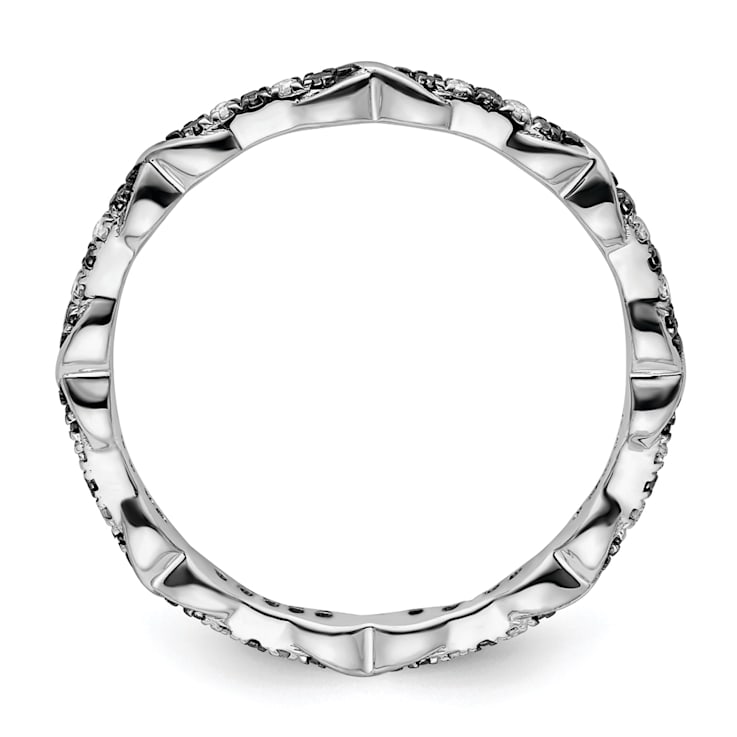 Sterling Silver Stackable Expressions Black and White Diamond Ring 0.14ctw