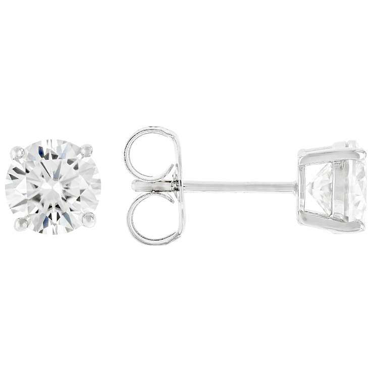 Classic Moissanite Hoop And Stud Earring Set In White Metal