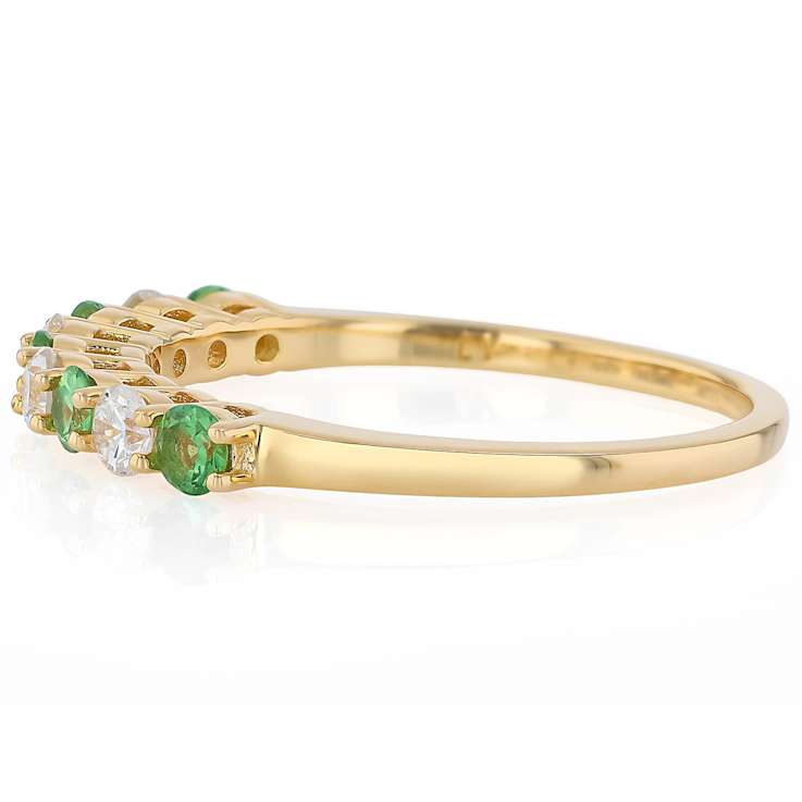 Tsavorite And Lab-Grown Diamond Band Ring In 18K Gold Over Sterling
Silver 0.53ctw
