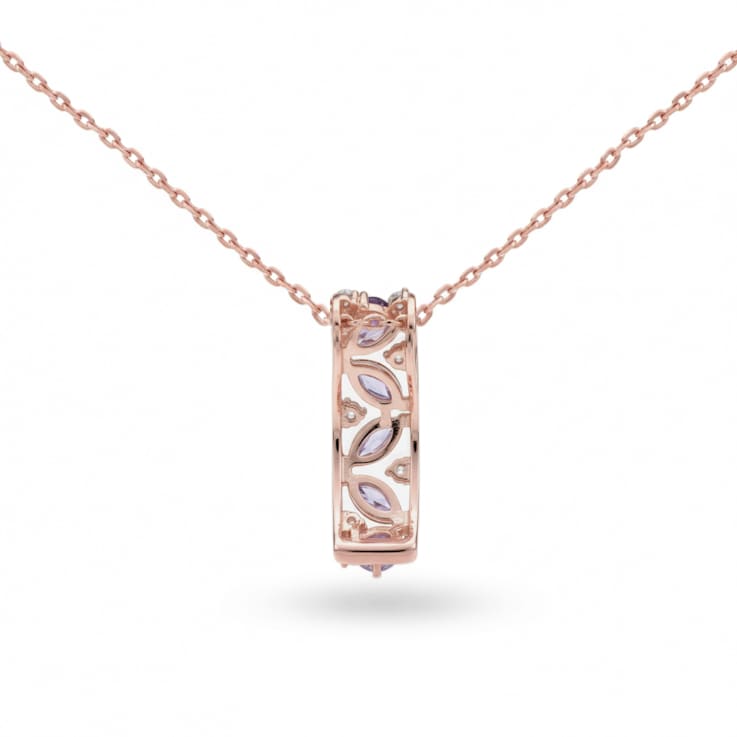 Natural Purple Amethyst 14K Rose Gold Over Sterling Silver Pear Shape
Pendant with Chain