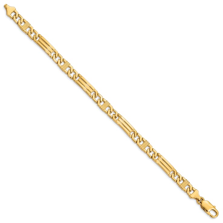 14k Yellow Gold 7mm Hand-polished Fancy Link Bracelet