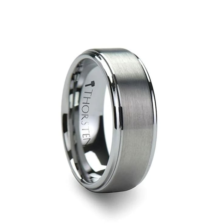 OPTIMUS Raised Center with Brush Finish Tungsten Ring 8mm