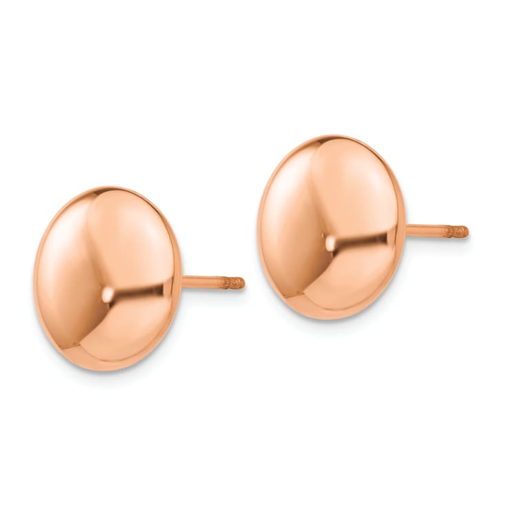 14k Rose Gold Polished 12mm Button Stud Earrings
