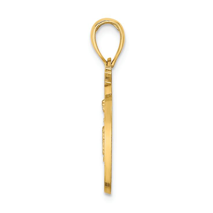 14k Yellow Gold Textured NEW YORK City Skyline in Apple Pendant