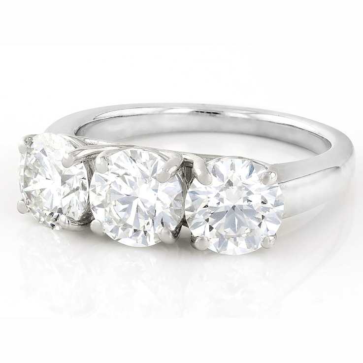 Lab-Grown Diamond Three-Stone Ring In 14K White Gold 3.00ctw