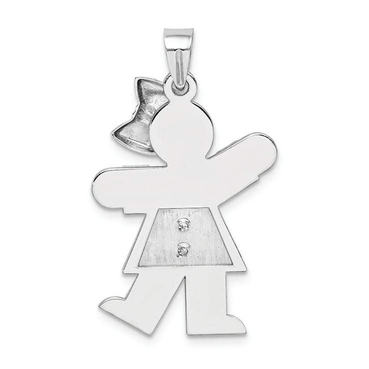 Rhodium Over 14k White Gold Satin Large Boy with Hat on Right Charm