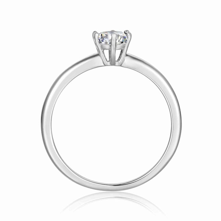 Oval Moissanite Sterling Silver Solitaire Ring, 1.00ct