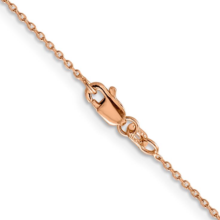 14k Rose Gold 1mm Solid Diamond-Cut Cable 30 Inch Chain