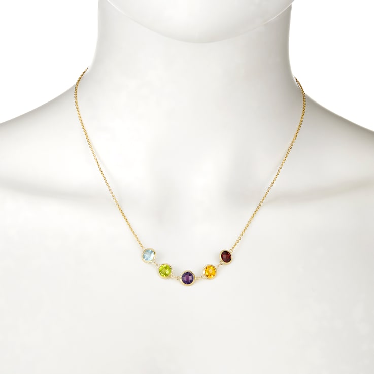 Multi-Gem 14k Yellow Gold 17" Necklace 4.65ctw