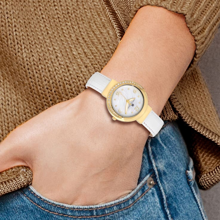 Charles Hubert Ladies IP Plated Stainless Steel Leather 38mm Watch