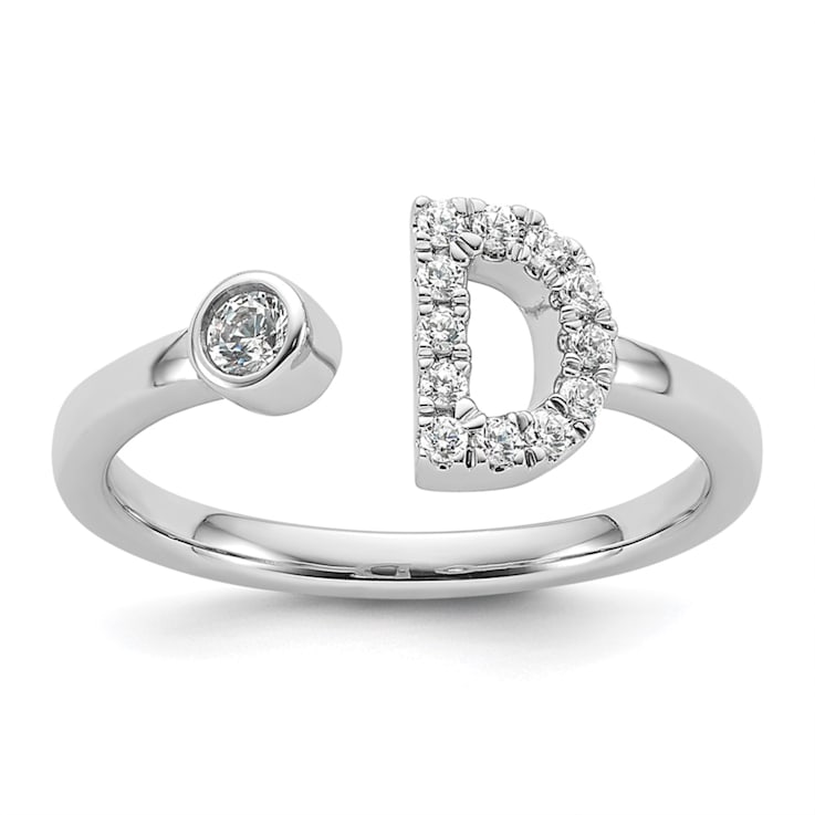 Rhodium Over 14K White Gold Lab Grown Diamond VS/SI GH, Initial D
Adjustable Ring
