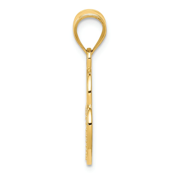 14K Yellow Gold Polished Filigree Heart Lock Charm