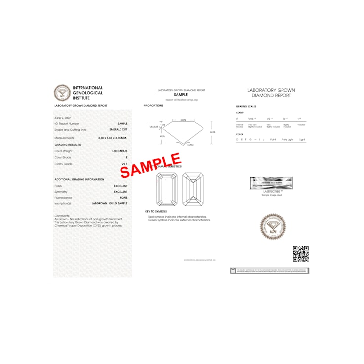 2.00ct Emerald Cut White Lab-Grown Diamond E Color VS-1 Clarity IGI Certified