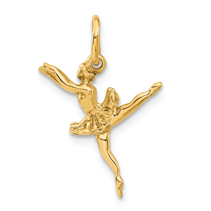 14k Yellow Gold Textured Ballerina Charm Pendant