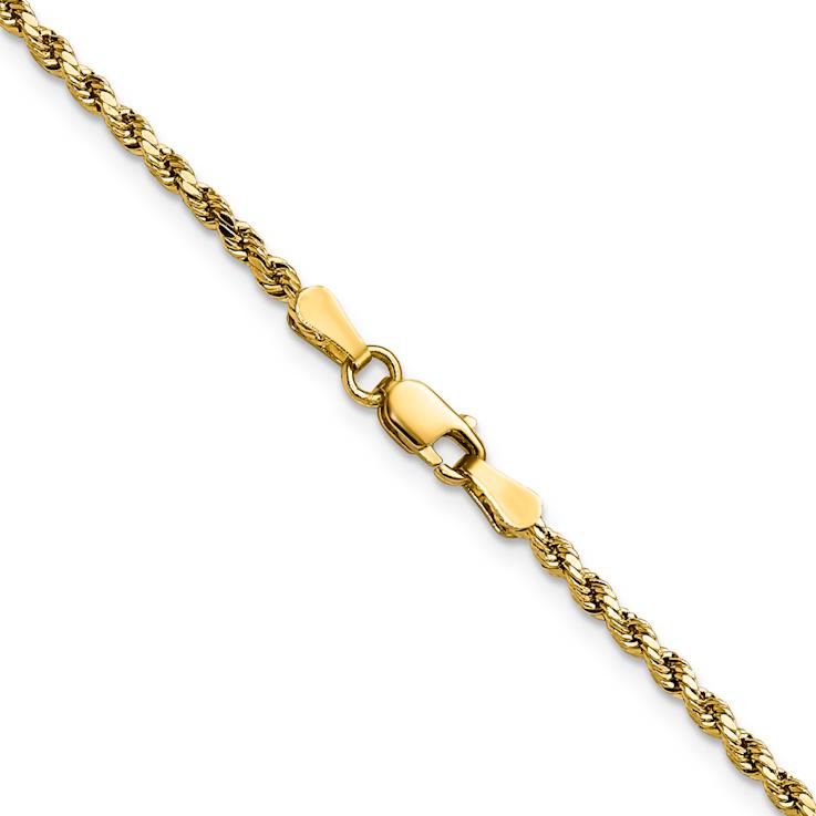14k Yellow Gold 2.25mm Diamond-Cut Rope 18 Inch Chain