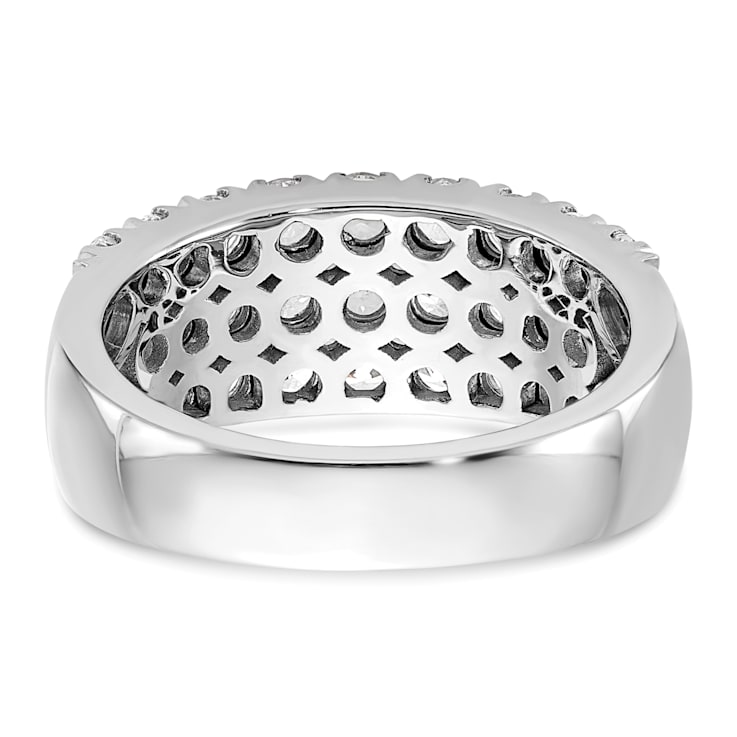 Rhodium Over 14K White Gold Pave Diamond Wedding Band 1.59ctw