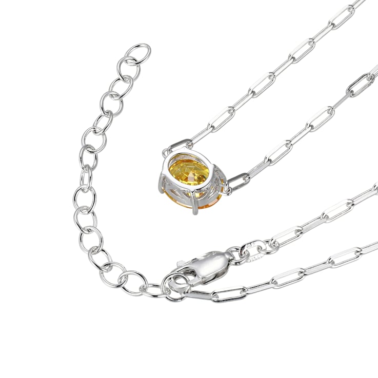 Yellow Cubic Zirconia Rhodium Over Sterling Silver Paperclip Necklace 4.08ctw