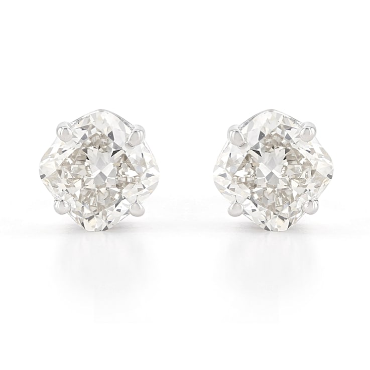 Cushion Cut White Lab-Grown Diamond H-I SI 14k White Gold Stud Earrings 1.50ctw