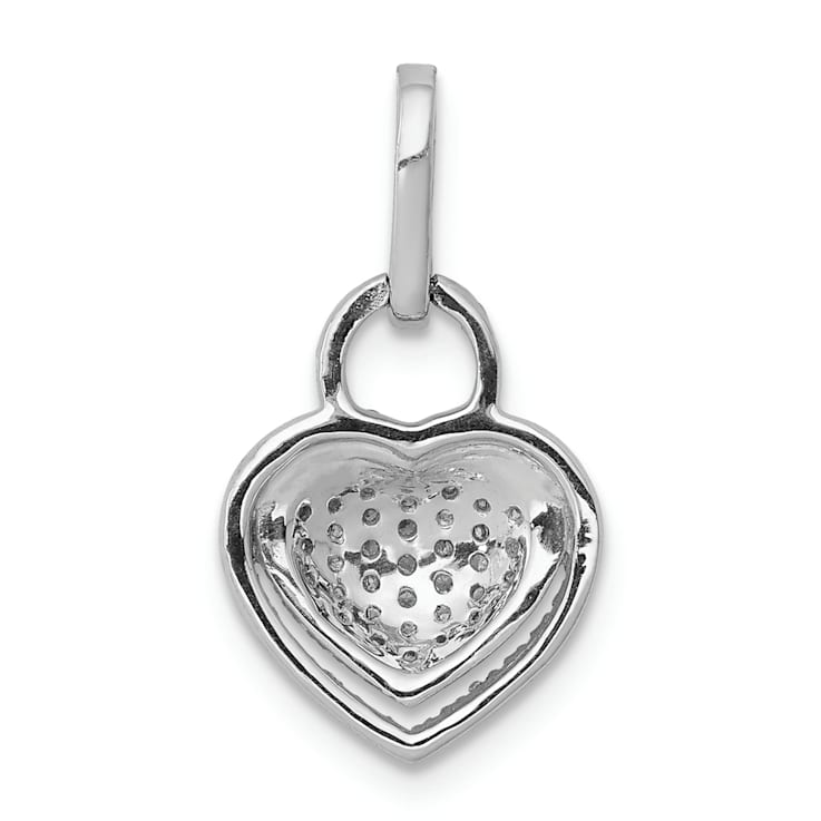 Rhodium Over 14k White Gold Diamond Fancy Heart Pendant