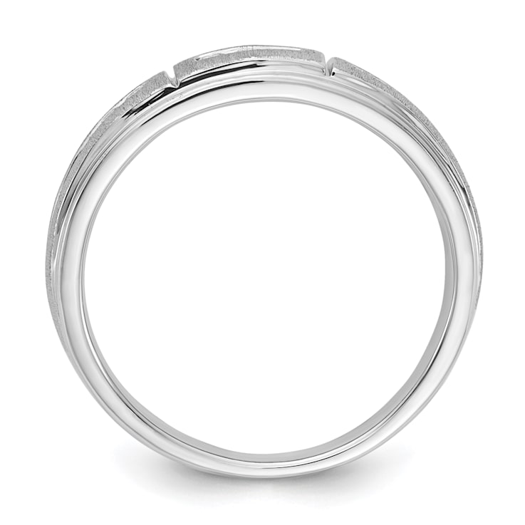 Rhodium Over 10K White Gold Lab Grown Diamond Men's Ring