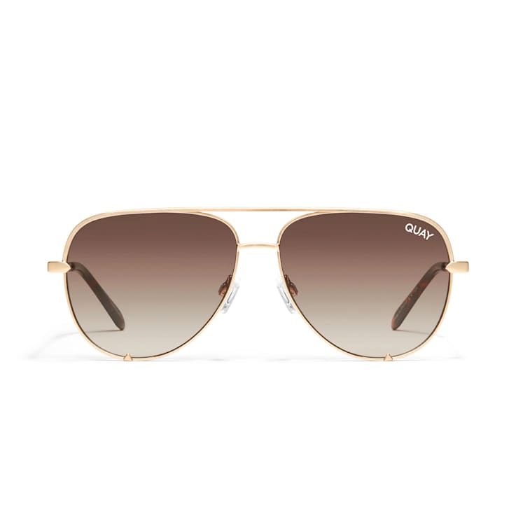 Quay High Key Micro Gold Aviator Frame / Brown Lenses Sunglasses