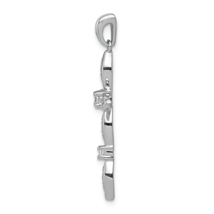 Rhodium Over 14k White Gold Diamond Cross Pendant