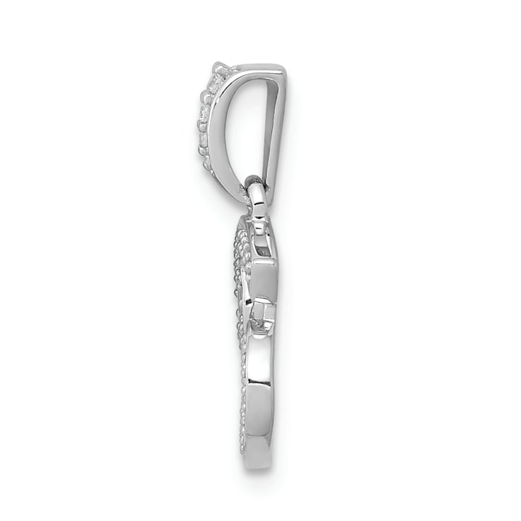 Rhodium Over 14K White Gold Diamond Cancer Zodiac Pendant