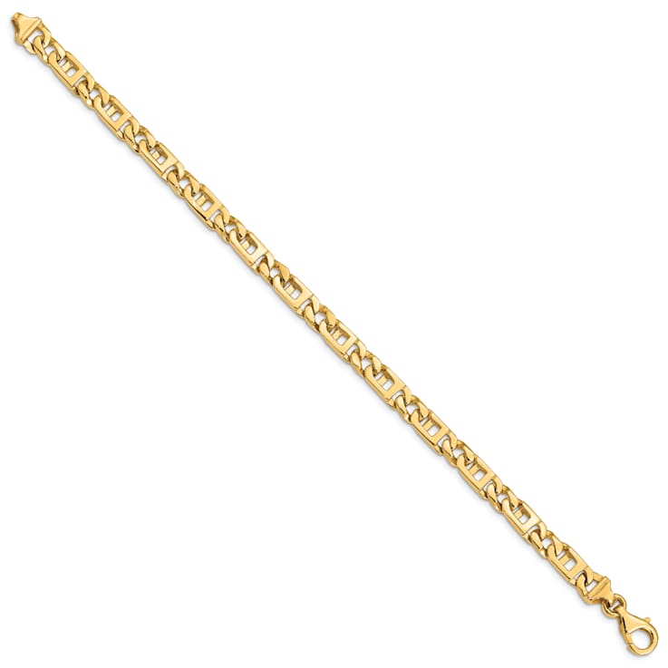 14k Yellow Gold 5.9mm Hand-polished Fancy Link Bracelet