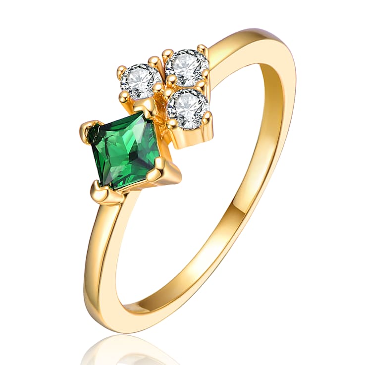 Green Moissanite Toi Et Moi Cluster Ring In 14K Gold Over Sterling
Silver 0.11ct DEW