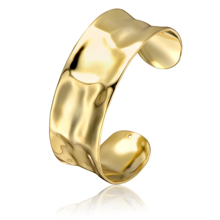 Hammered FInish Cuff Bangle Bracelet In 14K Gold Over Brass