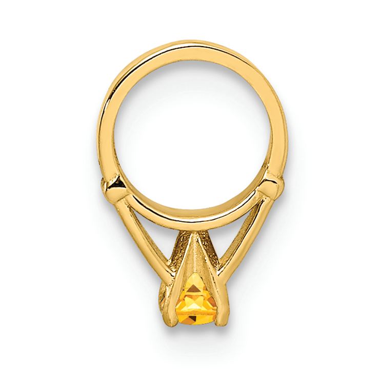 14k Yellow Gold 3D Ring with Yellow Cubic Zirconia November Birthstone Charm