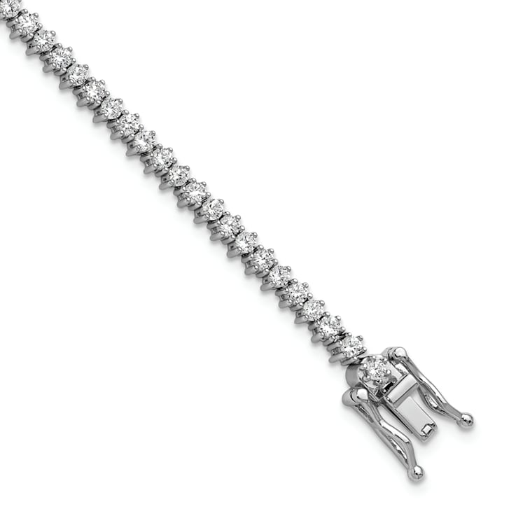 Rhodium Over Sterling Silver Polished Cubic Zirconia Tennis Bracelet