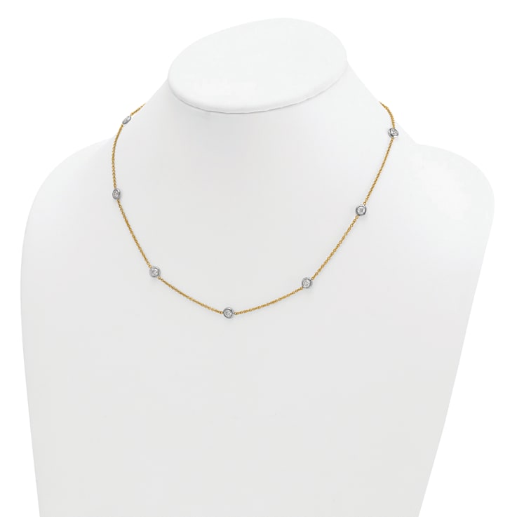 18K Yellow Gold 1.5mm Diamond Stations 18 Inch Necklace