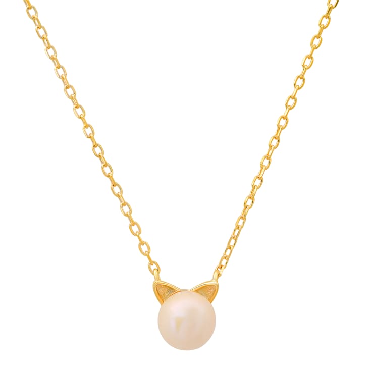 8mm Pink Cultured Freshwater Pearl 14k Yellow Gold Over Sterling Silver
Cat Necklace